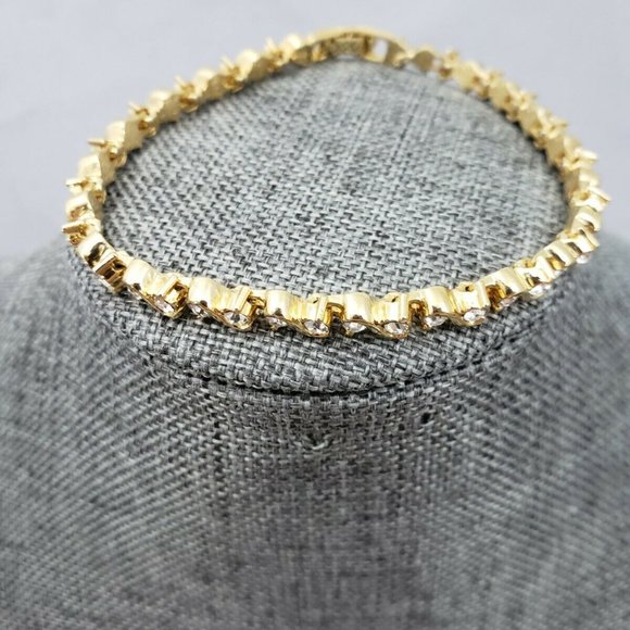 Vintage Avon NR Mark White Rhinestone Tennis Brace - Picture 3 of 5